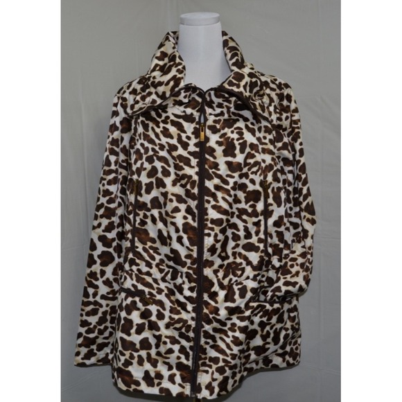 Jones New York Signature Women Leopard Wind Breaker Size 1X - Picture 4 of 10